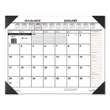 AT-A-GLANCE® Two-color Monthly Desk Pad Calendar, 22 X 17, White Sheets, Black Corners, 12-month (jan To Dec): 2022 freeshipping - TVN Wholesale
